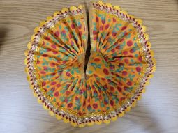 Laddu Gopal Yellow Dress for 5 to 6 inch Deity with Red and Green Print